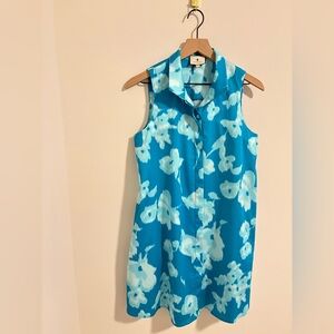 Tuckernuck Turquoise Watercolor Floral Women Shirt Dress Size Small